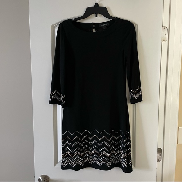 WHBM Black Jersey Knit Shift Dress XS - Picture 6 of 7